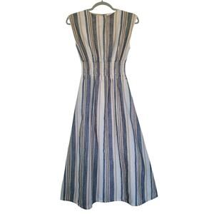 Beaumont Organic Ottillie-Sue Dress XS 100% Organic Cotton Striped Midi Pockets